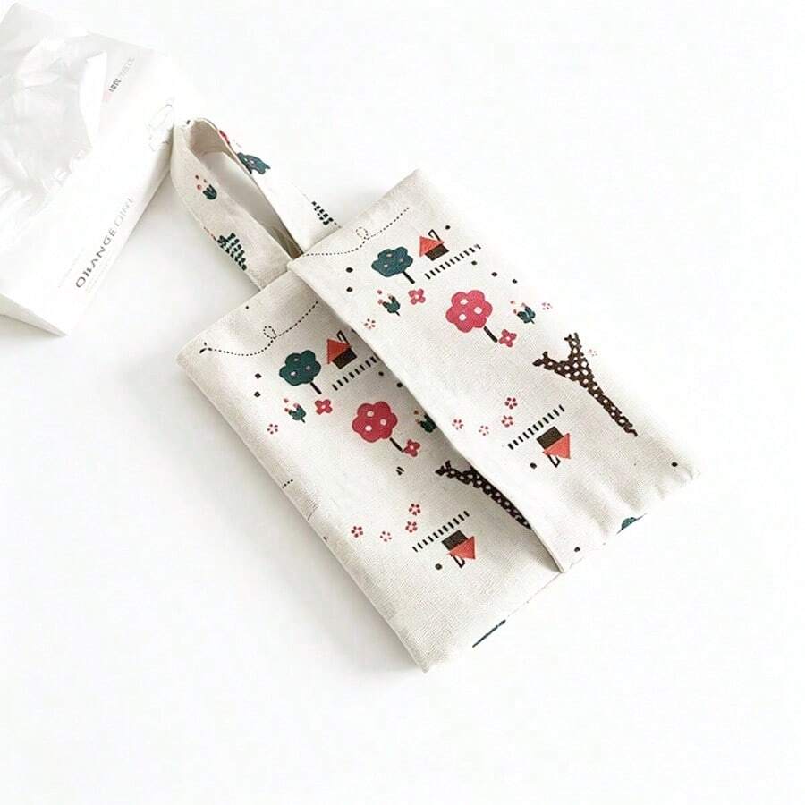 1pc Baby Wet Wipes Storage Bag, Portable Hanging Cartoon Print Wipes Pouch, Suitable For Car, Stroller - Multicolor - View 1