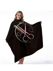 1pc Barber Cape Apron, Scissors And Comb Pattern, Suitable For Barbershop, Home And Beauty Salon - Multicolor - View 9