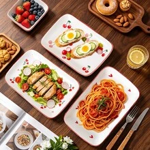 1 pieza Plato rectangular de cerámica de 8*5 pulgadas, platos apilables para cena, platos para pasta y postre para aperitivos, sushi, frutas - Microondas/Horno/Lavavajillas, perfecto para desayuno, té de la tarde, fiesta de cumpleaños - Multicolor - Ver 10