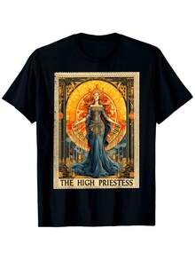 High Priestess Tarot Card Witchy Gothic Graphic T-Shirt Occult Priestess Tee - 白色 - 查看 5
