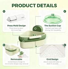 Corner Sink Strainer,2025 New Suction Cup Press Sink Strainer Basket,Automatic Dumping Food Waste Catcher For Sink,Faucet Sponge Storage Rack,Corner Sink Trash Catcher For Food Waste (Green 1PCS) - Green 1PCS - View 2