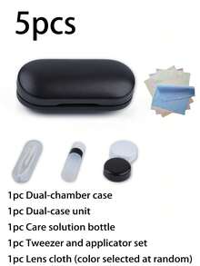 2-In-1 Double-Sided Glasses Case, Portable Hard Shell Storage Box, Fashionable Compact Design, Built-In Card Slot And Mirror, Suitable For Business Commute, Travel Essential - Multicolor - View 9