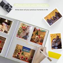 Minimalistiskt stort självhäftande fotoalbum 4x6 5x7 8x10 scrapbook, stor kapacitet, DIY-fotobok, present till mamma, familj och bröllop, metallpenna och plastskiva - Flerfärgad - Visa 8
