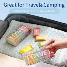 Boxed Compressed Disposable Facial Towels With Individual Package, Mini Portable Travel Cleansing Wipes - 14 PCS - View 6