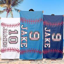 Personalized Baseball Towels Custom With Name/Number/ - Retro Suitable For Team, Ultra Absorbent Microfiber Bath Pool Towel For Adults, Baseball Gifts For Players, Coaches, School Clubs - Royal Blue - View 2