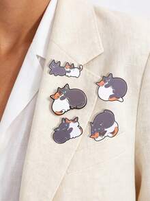 Cute Hugging Cat Enamel Pin - Candy Gray And Plaid Cat Brooch Pin - Cute Cartoon Animal Badge - Backpack, Clothing, Jewelry - Gift For Cat Lovers - Multicolor - View 2