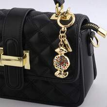 1pc Gold Plated Colorful Rhinestone Candy Keychain Sparkling Crystal Bag Charm Women Fashion Car Key Chain Jewelry Gift - Multicolor - View 13