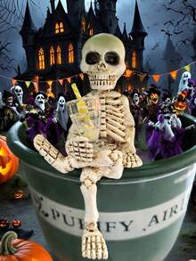 1pc Halloween Skeleton Planter Plant Decor, Funny Skeleton Statue Flower Pot, Suitable For Halloween Party Decoration, Halloween Gift, Balcony Potted Plants, Party Tabletop Decor, Haunted House Atmosphere Setup And Holiday Photo Props - One Size Fits All - View 5