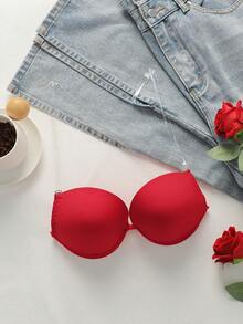 2pcs Women's Solid Color Bras, With Straps & Strapless Styles, Unlined Cups - Multicolor - View 6