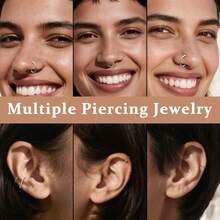 TOKRING 1pc 14G-20G Nose Rings 316l Septum Jewelry Hinged Segment Ring Body Piercing Nose Hoop Lip Rings Nose Helix Cartilage Rook Earrings - Buckle - View 6
