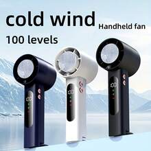 SULVGO Ventilador de mano de 3000mAh, nuevo ventilador portátil actualizado con función de compresión fría, velocidad ajustable (1-100), ventilador facial mini recargable por USB, adecuado para maquillaje, viajes, interiores y exteriores - Soporte de Mano - Ver 1