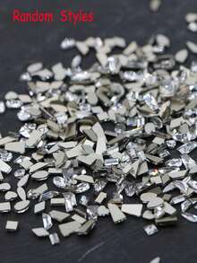 100pcs Assorted Diamond Crystal Nail Decorations - Super Shiny Synthetic Gems, Suitable For Manicure, Multi-Size (0.15-1.8mm), Japanese & Korean Nail Art Decor, Nail Art Supplies, Nail Decorations, Assorted Crystal Shapes Nails Nail Charms - White - View 3