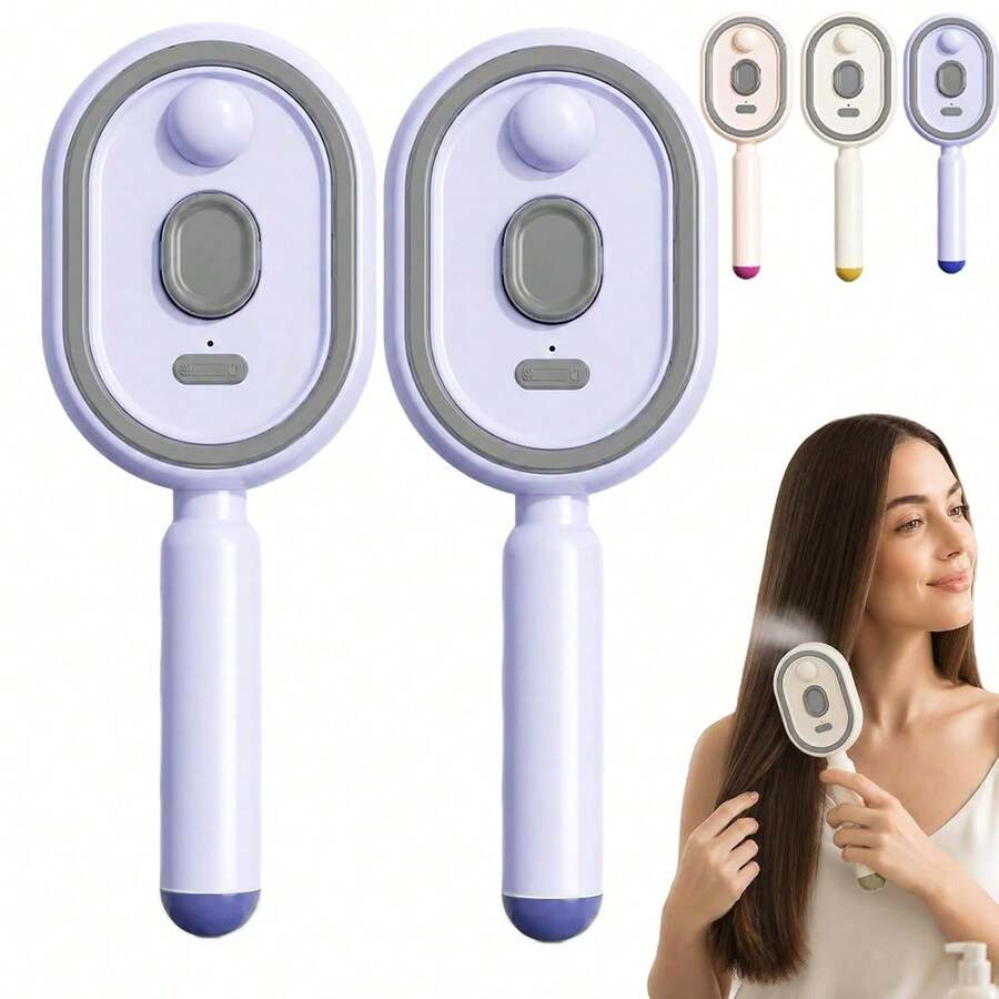 USB Rechargeable Steam Comb, Essential Oil Hair Care, Smooth Frizz, Anti-Static Volumizing Hair Styling Tool, 300mAh