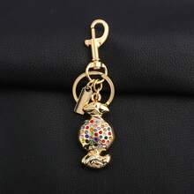 1pc Gold Plated Colorful Rhinestone Candy Keychain Sparkling Crystal Bag Charm Women Fashion Car Key Chain Jewelry Gift - Multicolor - View 10