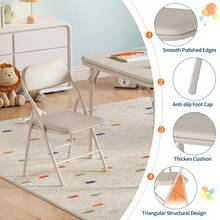 Collapsible Kids Table And Chairs Set – Space-Saving Children's Furniture – Durable Metal Frame – Easy Storage – Ideal For Dining, Learning, Play, Daycare, Study Room - Beige - View 7