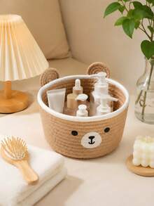 1pc/2pcs Multi-Functional Desktop Storage Basket, Suitable For Desktop Cosmetics And Miscellaneous Items, With Cute Cartoon Pattern, Home Decor, School Gift, Living Room And Bedroom Storage Organization - Multicolor - View 6