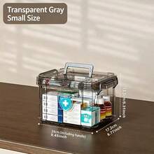 1PC Large Capacity Double-Layer Medicine Storage Box, Waterproof, Transparent Storage, Suitable For Home And Travel, Convenient For Access And Viewing - Multicolor - View 9