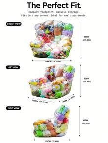 2/3 Pcs Transparent Plush Doll Storage Bean Bag Chair Cover - Waterproof Easy To Clean PVC Plush Doll Storage Bag With Zipper, Transparent Storage Bag And Comfortable Seat, Large Plush Doll Support Chair - Transparent - View 5