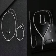 四件套女士首饰套装 - 项链、耳环、手链，优雅精致，适合派对、婚礼、感恩节、夏季、节日等场合佩戴，尽显高贵气质。 - 銀色 - 查看 6