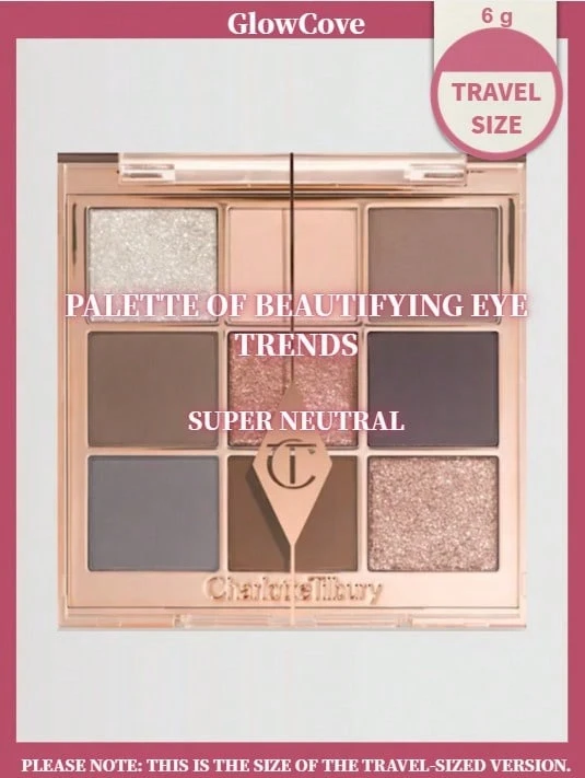 [ 6g ] CT Charlotte Tilbury Palet Eyeshadow 9 Warna Super Neutral Cool Gray Oatmeal Cool Tone Commute Matte Shimmer - Super Netral - 6g - View 1