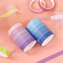 6Pcs Rainbow Candy Color Washi Tape Set, DIY Decorative Journal Sticker Tape Student Craft Stationery - Multiple Styles - View 4