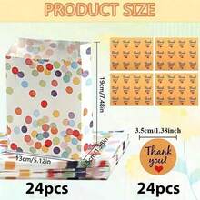 48/24/12 Sets Colorful Polka Dot Kraft Paper Gift Bags With Stickers, Birthday Party Gift Bags, Wedding Party Colorful Polka Dot Kraft Paper Bags, Holiday Party Colorful Polka Dot Gift Bags, Thanksgiving Theme Party Gift Bags Decorations, Suitable For Weddings, Birthday Parties, Holiday Gatherings, Party Gifts, With Sealing Stickers - Colorful Polka Dot Paper Bags - View 12