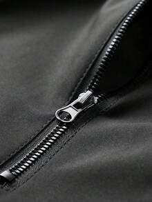 1pc Men's Black Hooded Jacket, Suitable For Casual And Office Wear - Black - View 5