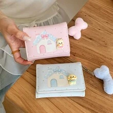 狗骨頭吊飾 INS 韓系簡約時尚女款三折錢包卡夾 學生大容量 - 彩色 - 查看 9