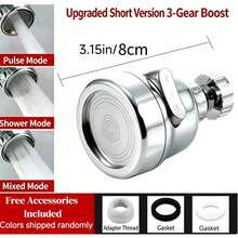 360° Rotating Pressurized Faucet Aerator Extension, ABS Plastic Material, Upgraded 3-Mode Faucet Extender, Pressurized Anti-Splash Water-Saving Aerator, Suitable For Kitchen Bathroom Shower Tap Water Filter, Universal Multi-Function - Upgraded Boost - 3 Modes - View 6