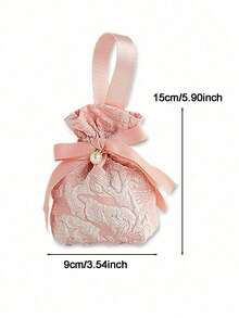 10-Pack Small Floral Pattern Gift Bags, Pink Canvas Gift Bags, Tea Party Favor Bags With Handles, Mini Drawstring Candy Gift Bags, Suitable For Bridal Showers, Birthdays, Weddings, And Other Occasions - A - View 8