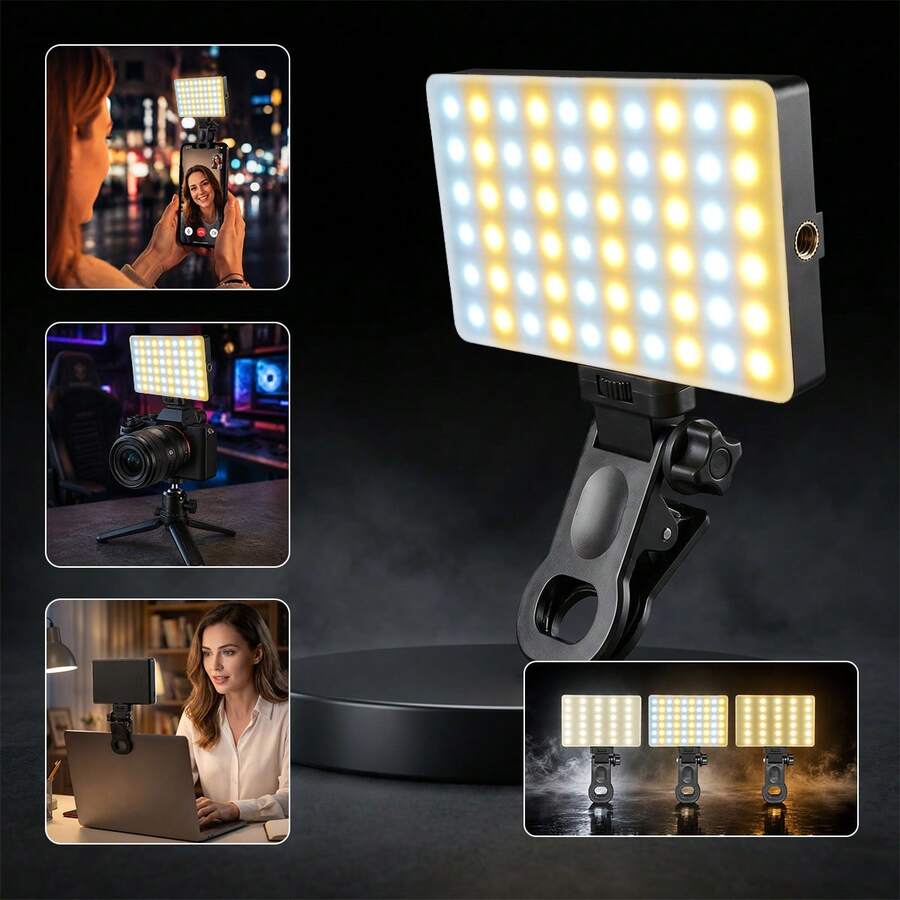 1個 60-LED 三色可攜式補光燈,適用於手機與電腦,適合居家與戶外攝影、直播及影片照明 - BGD-26B - 查看 1