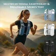 Running Water Bottle Storage Vest, Reflective Hydration Backpack Outdoor Hiking Vest Bag, Sports Water Bladder Backpack Hiking Bag Large Capacity Sports Hiking Camping Travel Lightweight Multi-Pocket Unisex, Suitable For Marathon Running Cycling Hiking, Adjustable Multi-Compartment - Multicolor - View 5