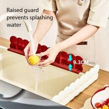 1pc Beige/Purple/Red Silicone Sink Splash Guard With Suction Cup, Kitchen Sink Splash Guard, Restaurant Sink Splash Guard - Multicolor - View 5