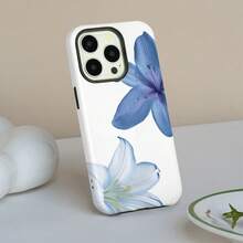 Phone Case - A Blue Floral Charm Dual-Layer Phone Case Compatible With For X/11/12/13/14/15/16/17/Pus/Pro/Promax, Featuring Two-In-One Dual Protection That Is Sturdy And Drop-Resistant - White - View 6