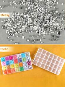 1pc 28-Grid Rectangular Plastic Jewelry Box, Multi-Compartment Storage Container, Earrings Beads Craft Organizer Display Case, Portable Jewelry Storage Solution For Women Girls Accessories Organization - Multicolor - View 3