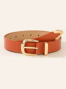 1pc Classic Buckle Belt, Solid Color Elegant PU Leather Belt, Can Be Matched With Skirts And Pants, Suitable For Daily Commute Or Casual Outings, Fashion Design Minimalist Style, College, Daily Belt - Multicolor - View 12