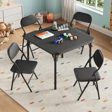 Collapsible Kids Table And Chairs Set – Space-Saving Children's Furniture – Durable Metal Frame – Easy Storage – Ideal For Dining, Learning, Play, Daycare, Study Room - Black - View 9