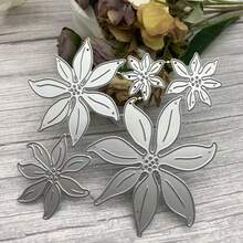 Troqueles de metal con flores y estambres patchwork para kit de creación de tarjetas, juego de troqueles para papel en relieve, plantillas para scrapbooking y suministros para máquina - plata - Ver 1