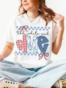 Camiseta de Anuncio de Embarazo Artsadd, Camiseta de Embarazo para el 4 de Julio, Rojo, Blanco y "Due", Camiseta Patriótica de Maternidad, Camiseta del 4 de Julio para Mamá - 4-blanco - Ver 1