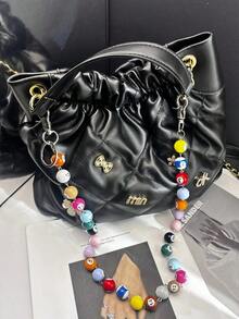 Cadena de pantalones con cuentas de billar estilo nuevo 2026, accesorio de moda unisex Y2K punk hip-hop, llavero multifuncional, cadena para bolso, secuencia de colores aleatorios - Multicolor - Ver 4