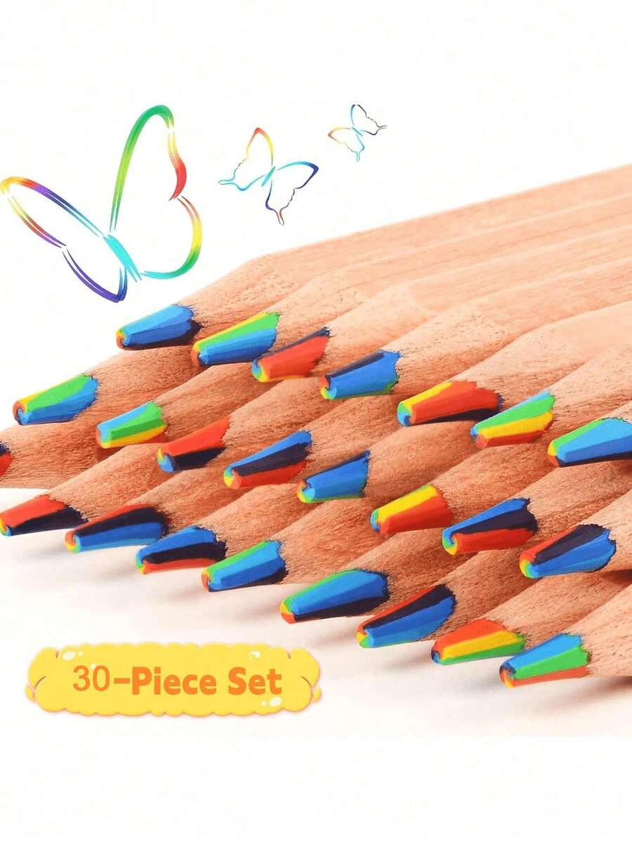 15/20/30pcs Bulk 7-In-1 Rainbow Colored Pencils, Vibrant Tones, Suitable For Easter Baskets, Party Favors, Classroom Rewards, Candy Bags, Coloring, Crafts, Teacher Gifts And Party Decorations - Colored Pencils - View 1