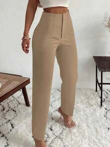 Women's Elegant Office Trousers With Pleated Side Pockets And A Slim Fit, Suitable For Casual Spring Wear - Persimmon 2 - View 1