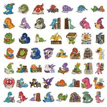 53 Pcs Cute Reading Dinosaur Stickers, Cartoon Book Lover Dino Vinyl Decals, Waterproof Stickers For Journal, Water Bottle, Laptop, Phone Case, Luggage, Scrapbooking, Planner & Students Reading DIY Crafts, School Supplies, Room Decor - Multicolor - View 10