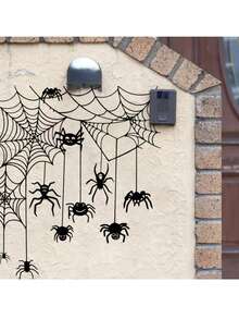 1pc Halloween Cartoon Spider Web Spider Decorative Sticker, Self-Adhesive Removable PVC Material, Suitable For Room, Bathroom Decoration, Wall Decoration, Home Window Decoration, Halloween Party Decoration Sticker, Theme Birthday Party Decoration - Multiple Styles - View 9