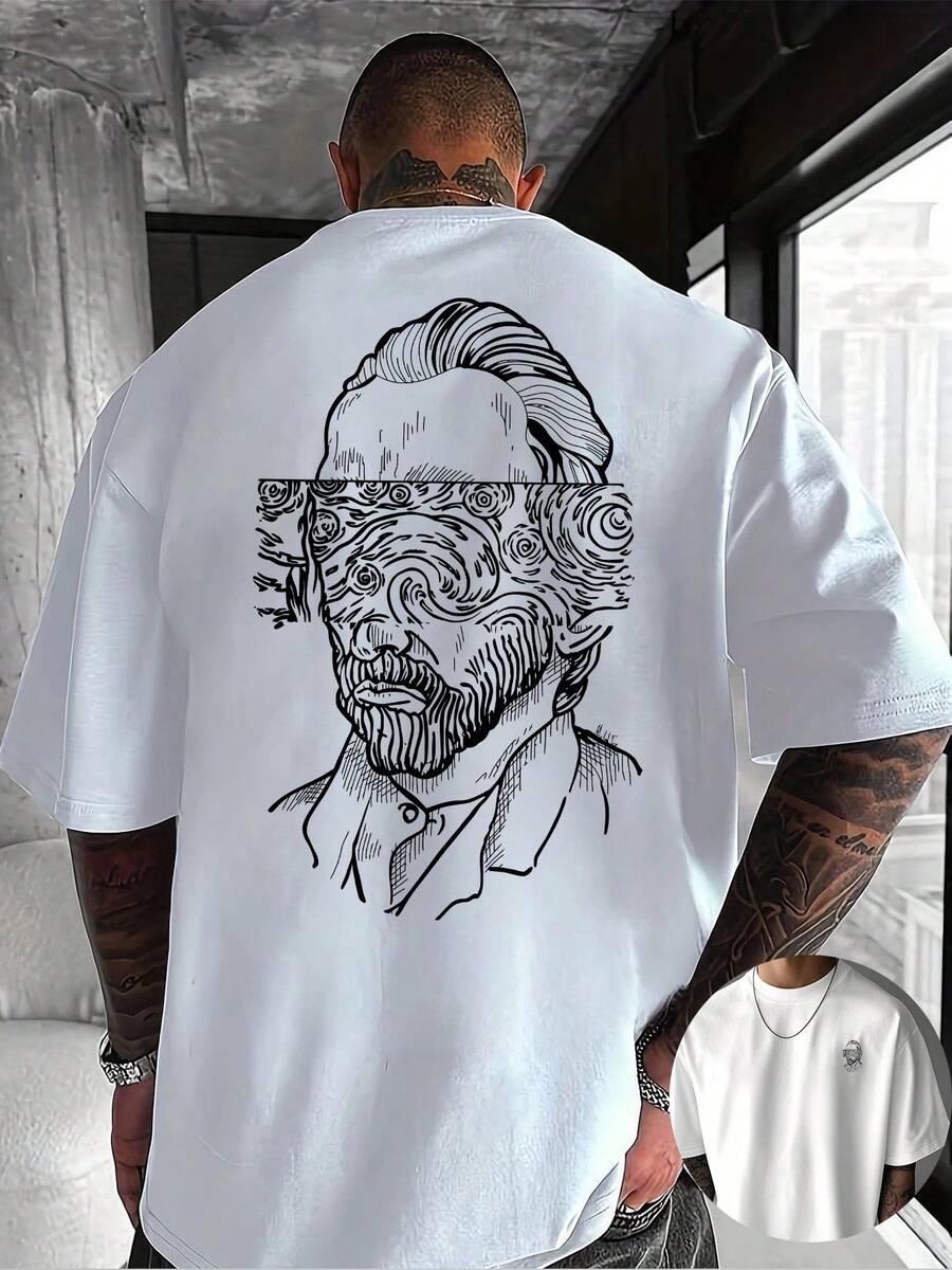 ChristmasCreative Front And Back Print Round Neck-Shirt, Summer Fashion Short Sleeve, Casual Daily Style Top,Hot Item - 白色 - 查看 1