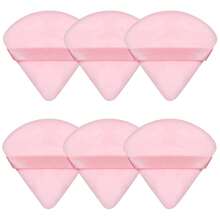 6/20/24/50/60/100 piezas Borla de polvo triangular, Borlas de polvo suelto para maquillaje, Borla de polvo fijador para maquillaje, Almohadillas de borla facial para polvo prensado, Aplicador de esponja de polvo para rostro y ojos (Rosa) - Rosa - Ver 12