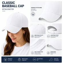 1pc Fashionable Minimalist Solid Color Baseball Cap, Casual Versatile, Suitable For All Seasons, Sun Protection & UV Protection, Unisex, High-Quality Outdoor Sports, Adventure, Beach Vacation Gift For Family And Friends - White - View 3
