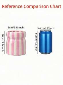 1pc Striped Ceramic Storage Jar, Kitchen Utensil Holder, Tableware Organizer, Multi-Color Striped Pattern, Suitable For Kitchen Storage, Tableware Organization, Home Decor, Back To School Supplies, Holiday Gifts - Multicolor - View 16