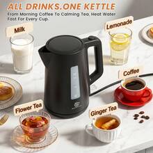 SUPERLEX 1.7L Electric Tea Kettle With Visual Water Level Display, 3000W Fast Boiling Water Kettle, Auto Shut-Off When Water Lacking & Dry Boiling Protection. PP Body With Anti-Scalding Design, Ideal For Coffee & Tea. - 英規插(220-240V) - 查看 2