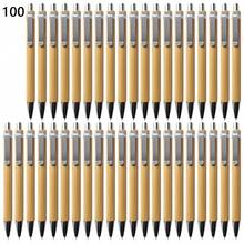 20/50/100pcs Bamboo Wood Retractable Ballpoint Pens, Black Ink, 1mm, Engraved Journaling Pens, Refill Set, Gift Writing Office School Supplies - Bamboo and Wood - View 13